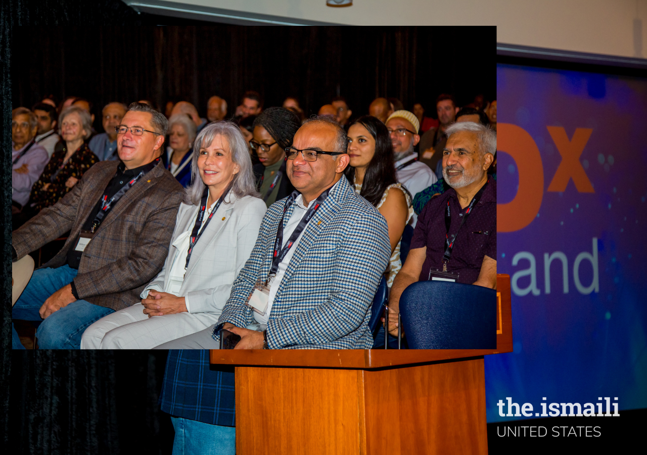 From L-R: Sugar Land City Council Members William Ferguson, Suzanne Whatley, and Naushad Kermally join the audience for TEDxSugarland.