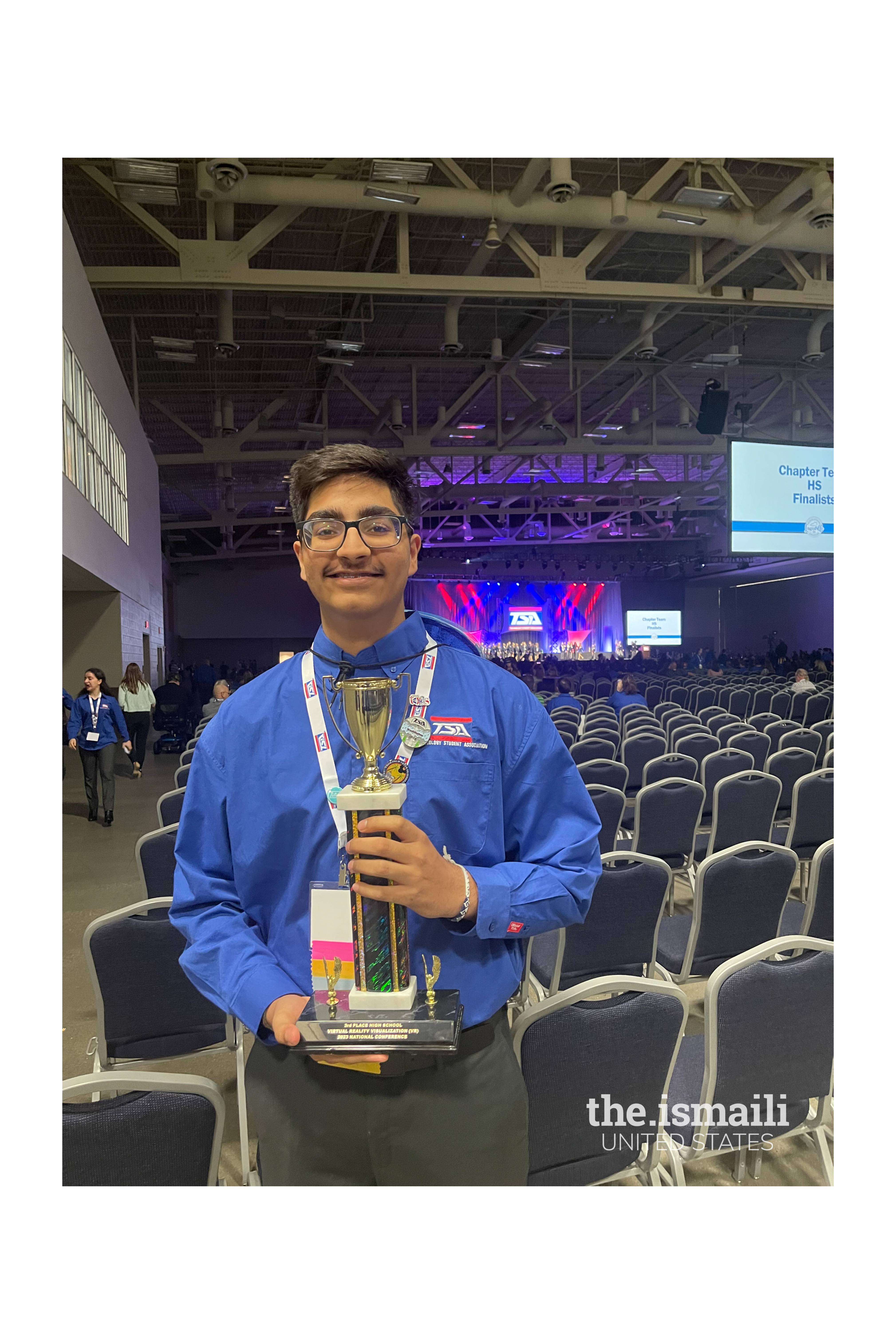 Amar Lakhani with his award at the National Technology Student Association competition