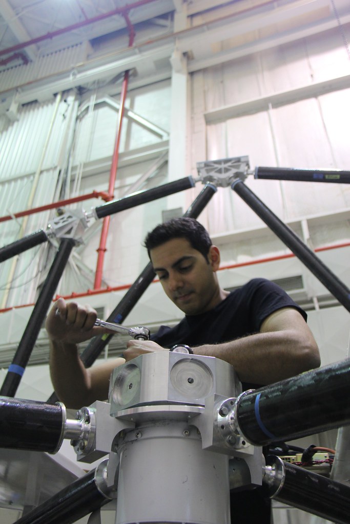 Jamil Shariff works on the balloon-borne telescope called Spider at a NASA facility in Texas.