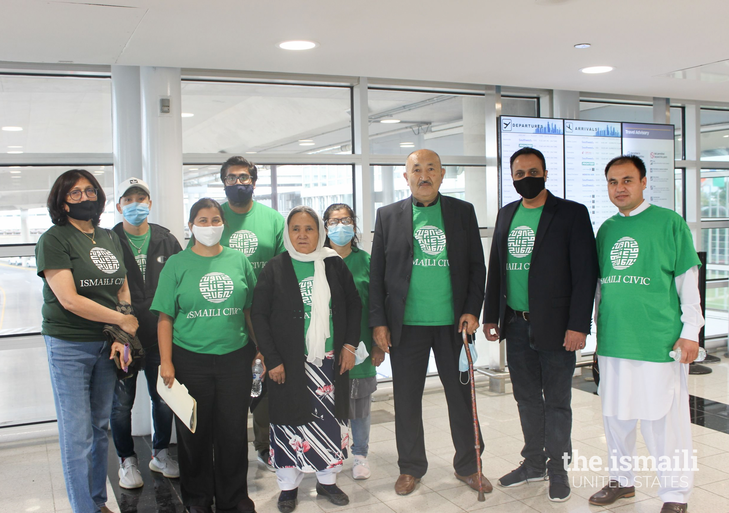 Ismaili CIVIC volunteers at Chicago airport welcoming new Afghan arrivals