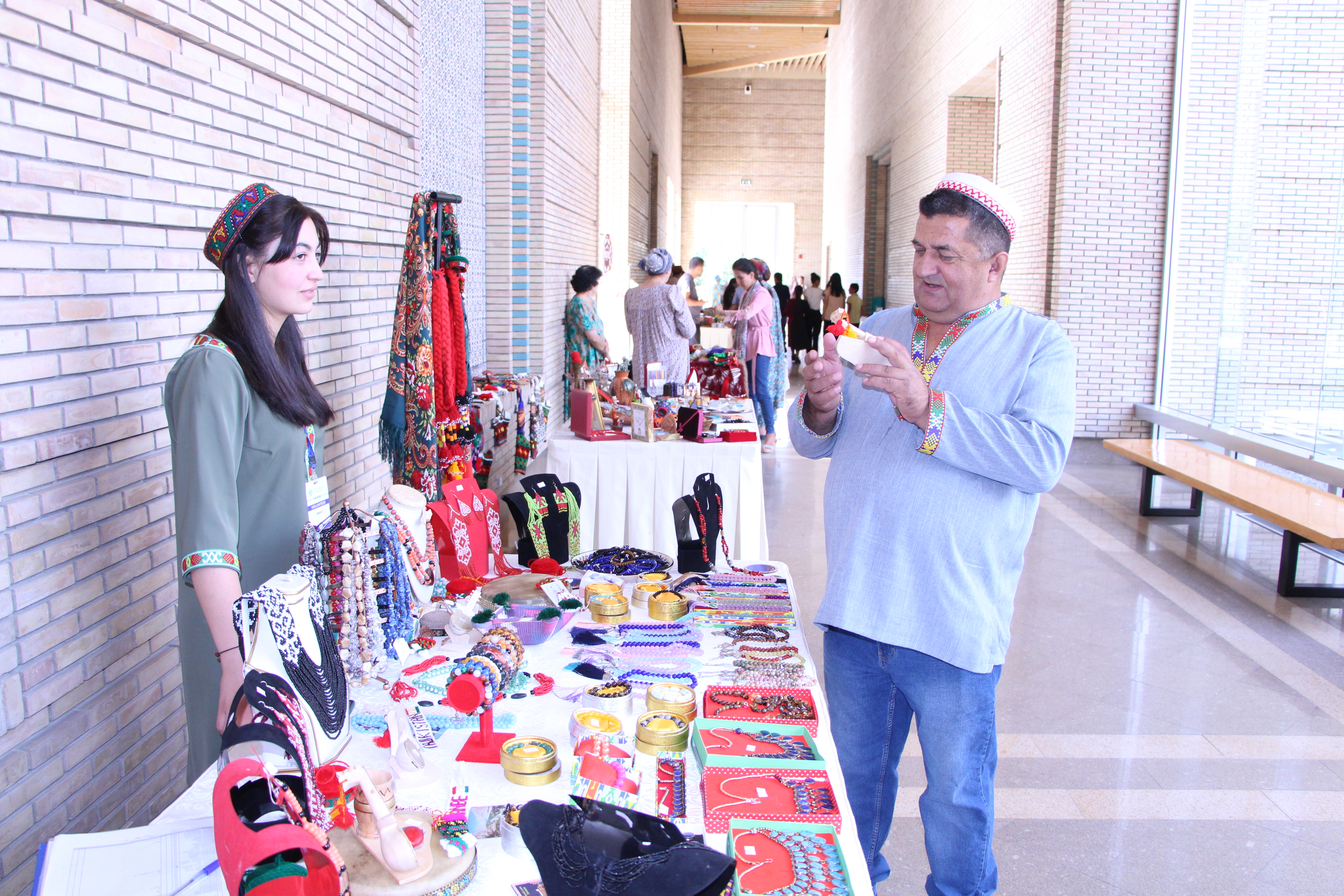 A participant browsing through the handicraft’s exhibition during the event at the Ismaili Centre Dushanbe