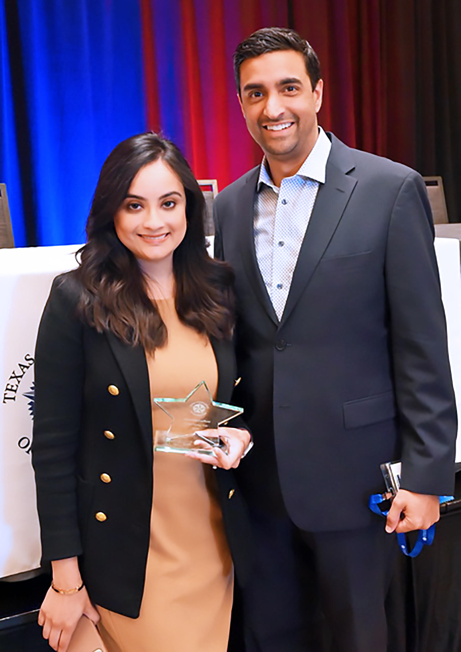 Omar Samji with Sharmeen Ladhani, who was awarded the Texas Association of Mediators Rising Star Award for 2023.