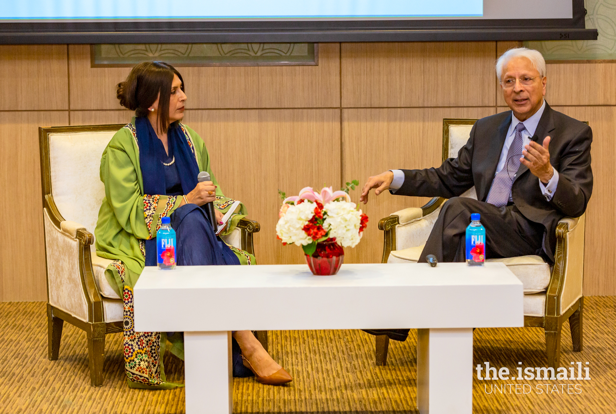 Nasir Pirani and Waheeda Kara in Austin Jamatkhana.