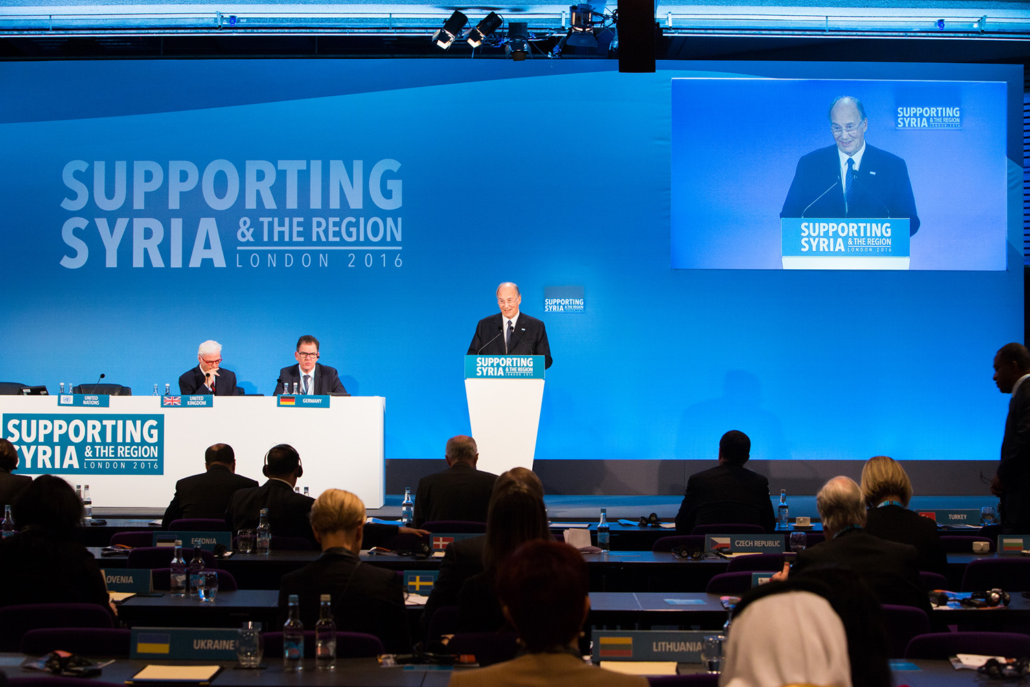 Mawlana Hazar Imam addressing the Supporting Syria and the Region conference in London on 4 February 2016.