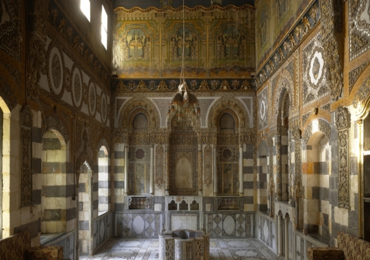 The main room of Beit Nizam, one of the three historical palaces the Aga Khan Trust for Culture is converting in Damascus, Syria.