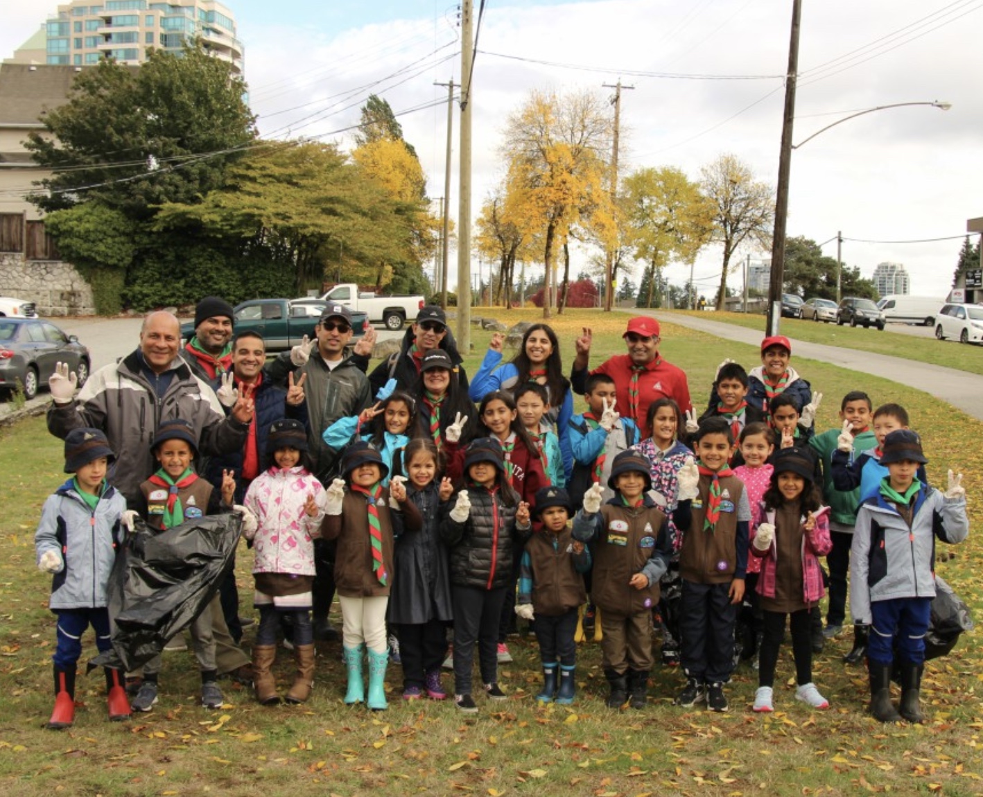 Beavers and Cubs from the 13th Burnaby Ismaili Scout Group helped clean up Highland Park Line Trail in Burnaby.