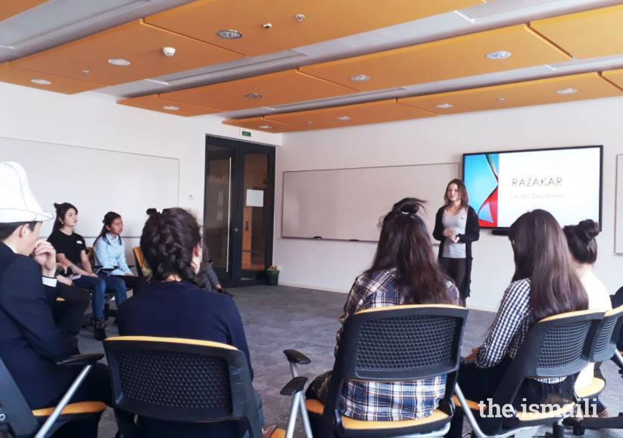 Volunteers deliver a 3-hour skills development camp on effective communication to students from different schools in Naryn.