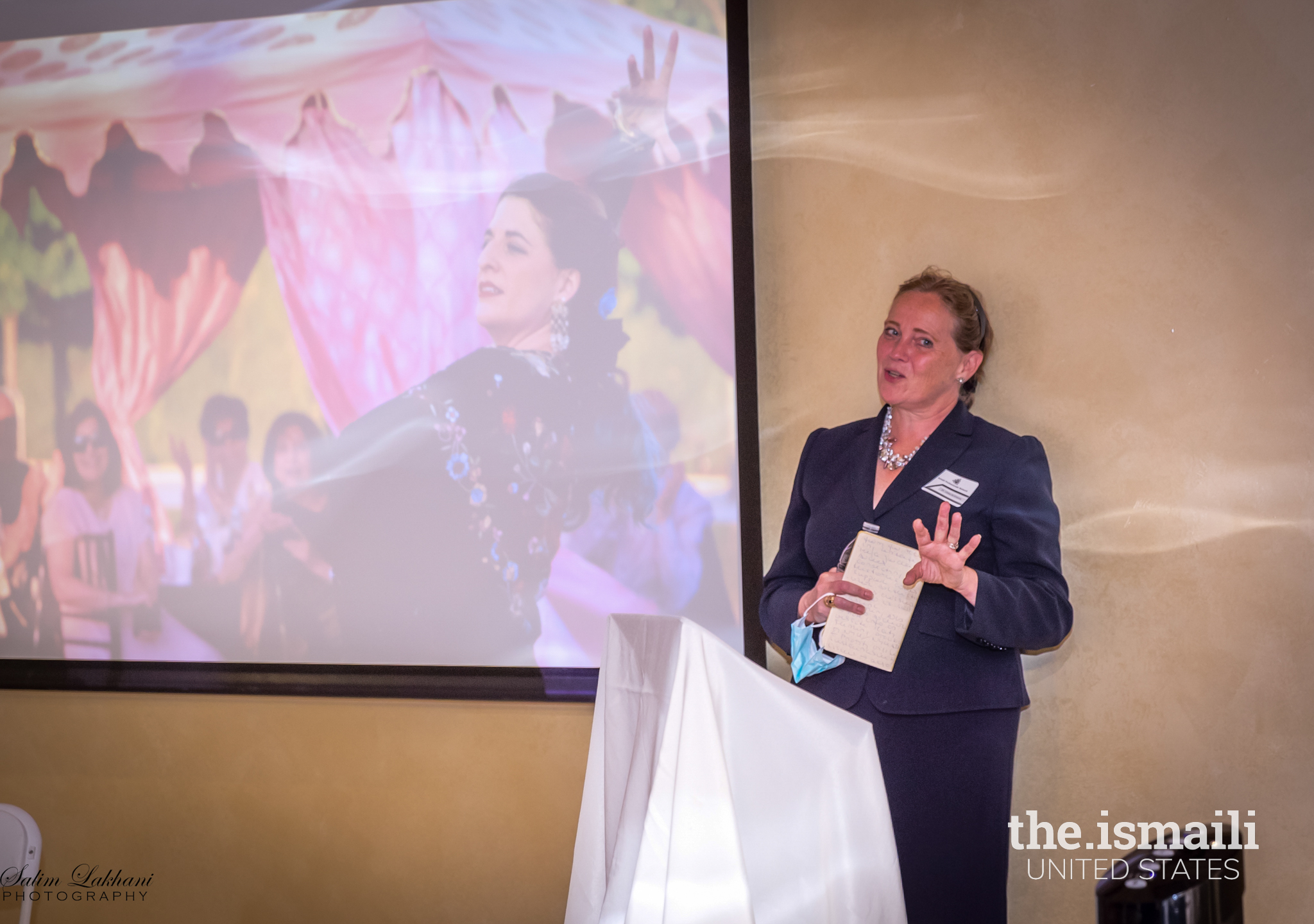 AKM CEO Dr. Ulrike Al-Khamis speaks at a Ismaili Professionals Network event