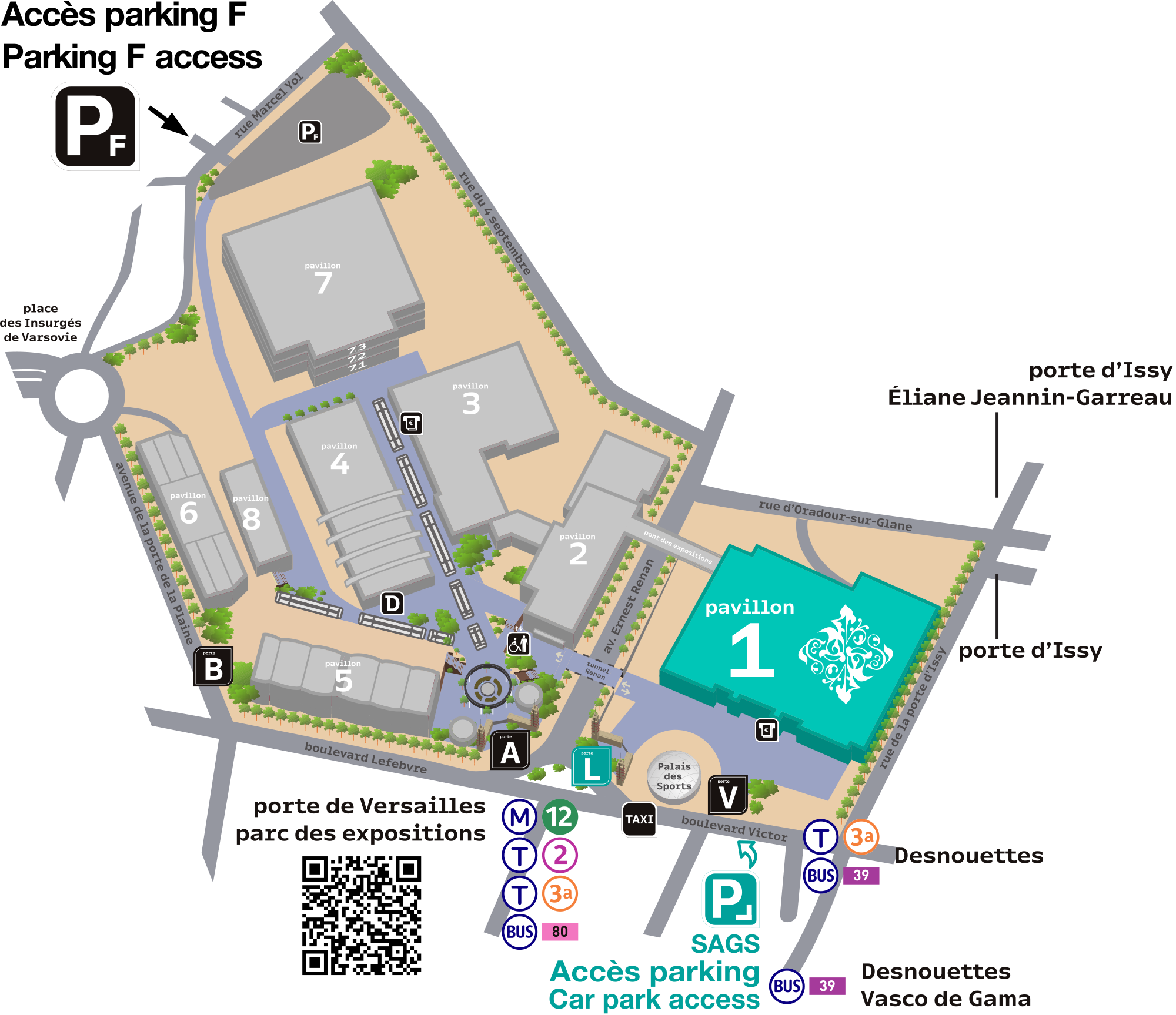 Plan du Parc des Expositions de la Porte de Versailles