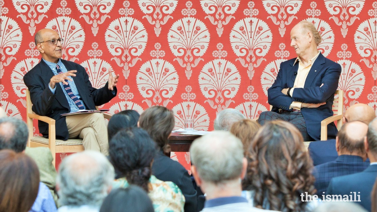 Dr Amyn Sajoo (left) in conversation with John Ralston Saul at the Ismaili Centre, Toronto, in 2018.