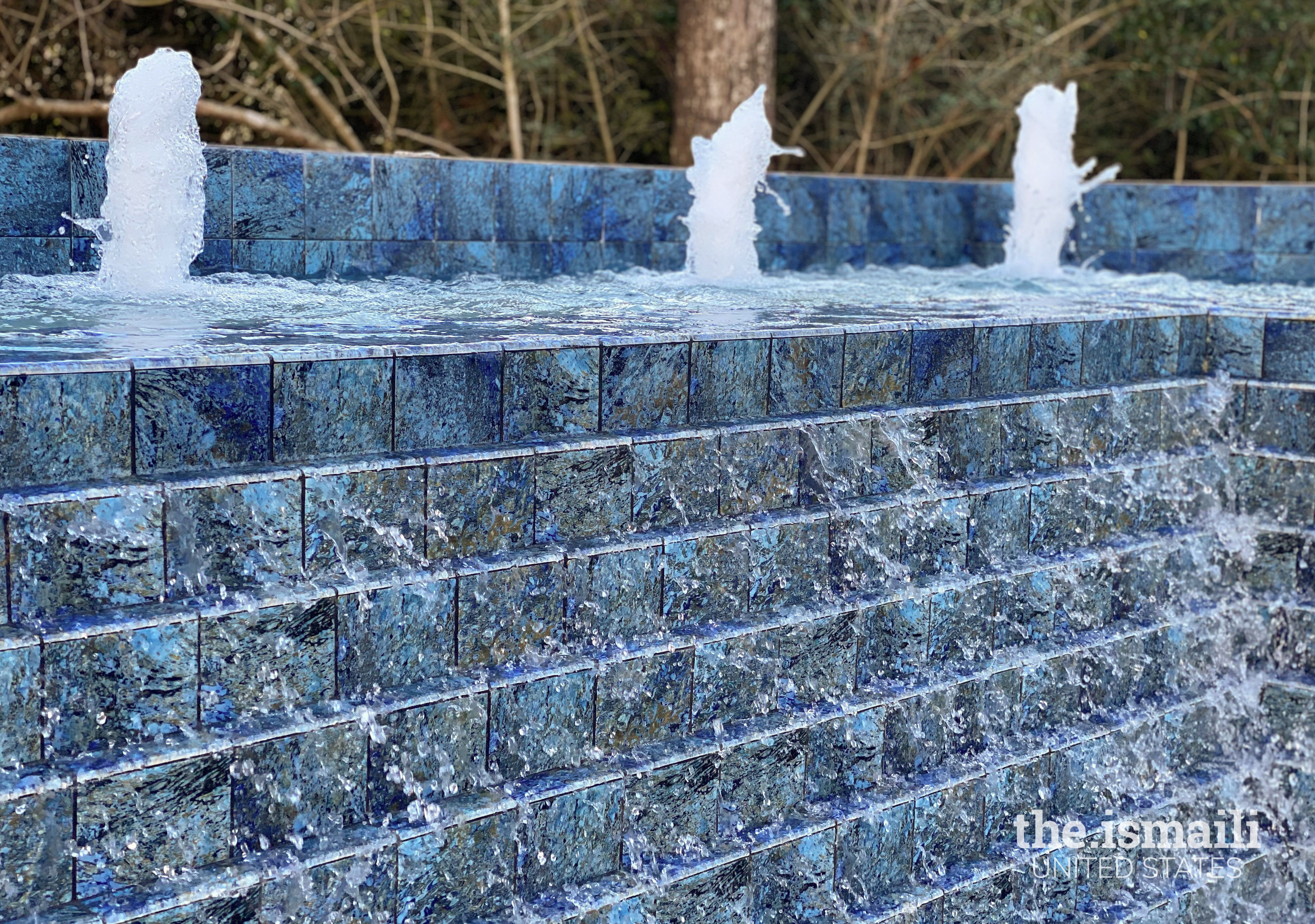 A water feature in the Contemplation Courtyard