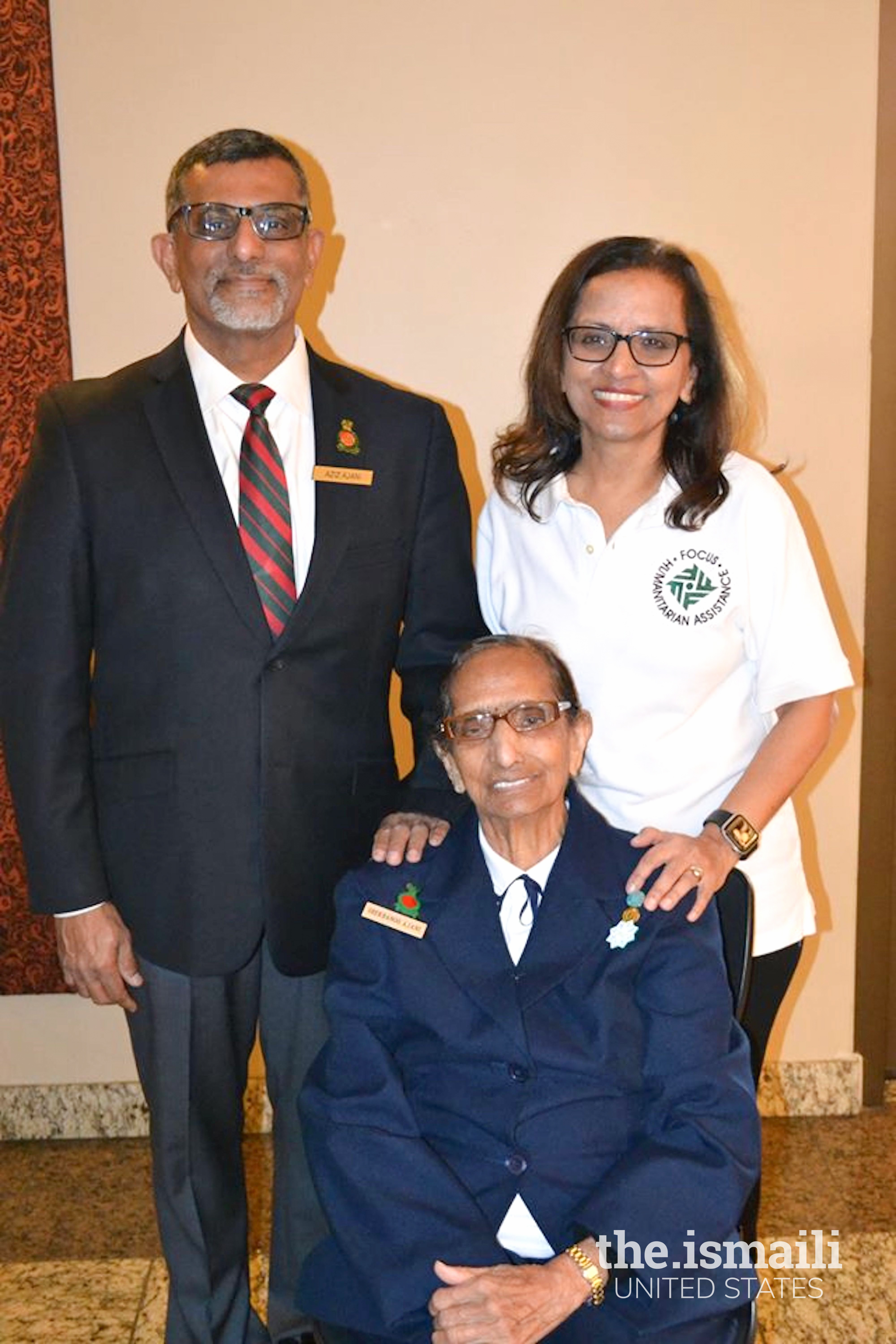 Sherbano Ajani with her son Aziz and daughter-in-law Shameem Ajani