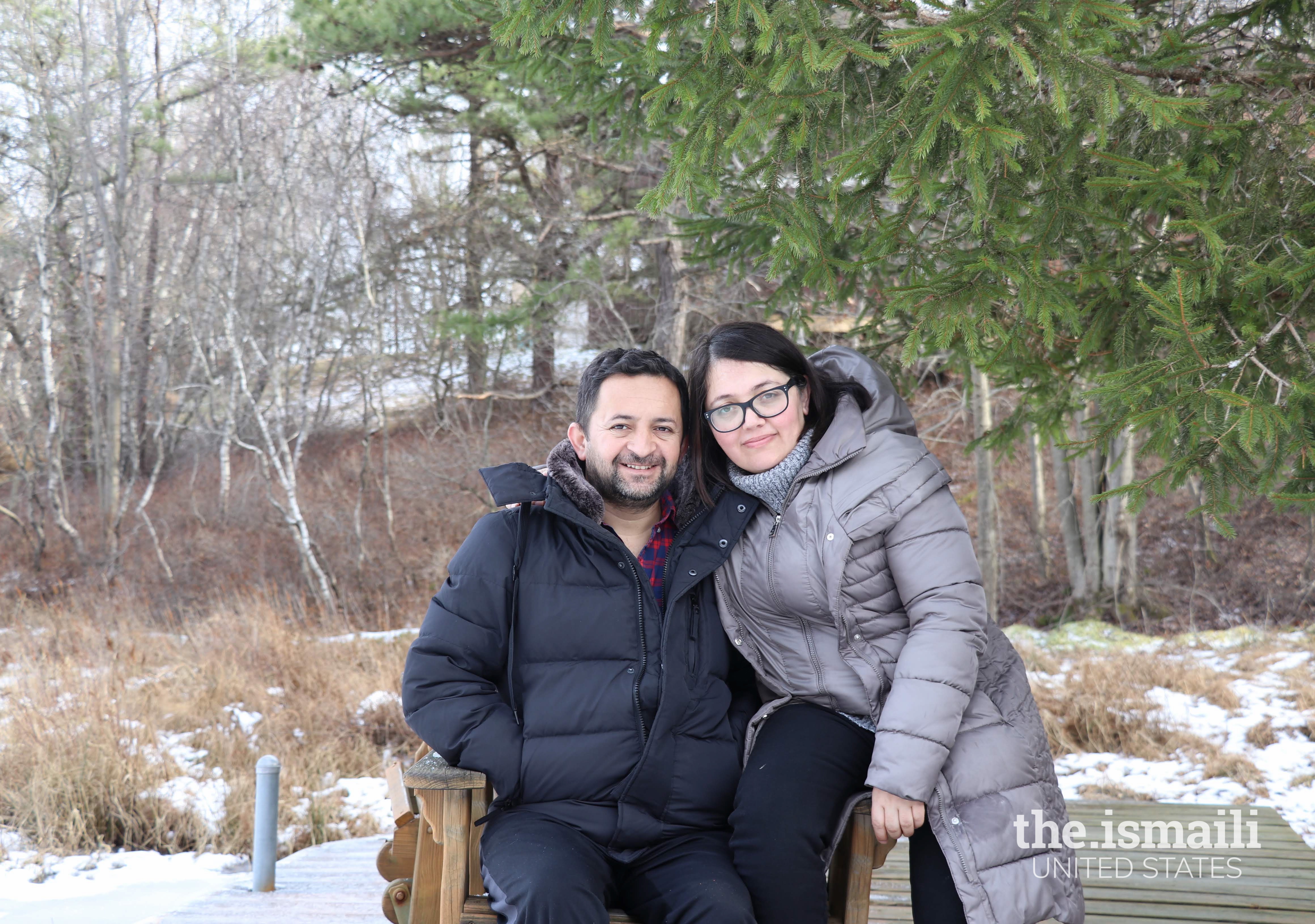 Noor Pamiri with his wife Amina in New York.