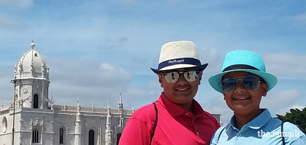 Brothers Qayl and Riyaan at the Jerónimos Monastery, Lisbon.