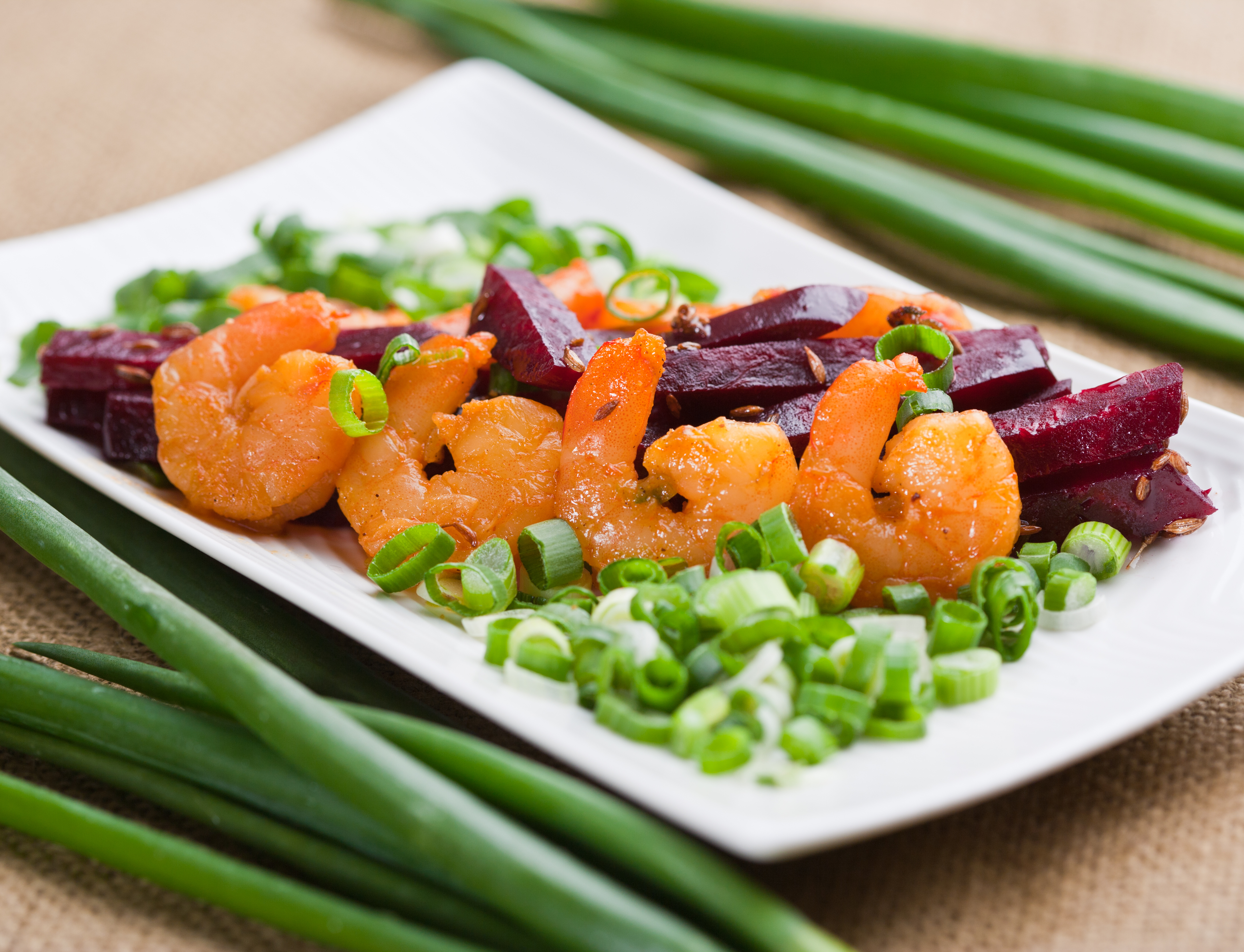 Garlic Shrimp with Sautéed Beetroot