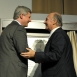 Mawlana Hazar Imam and Prime Minister Stephen Harper shake hands after unveiling the plaque commemorating the Foundation of the Ismaili Centre, Toronto, the Aga Khan Museum and their Park.