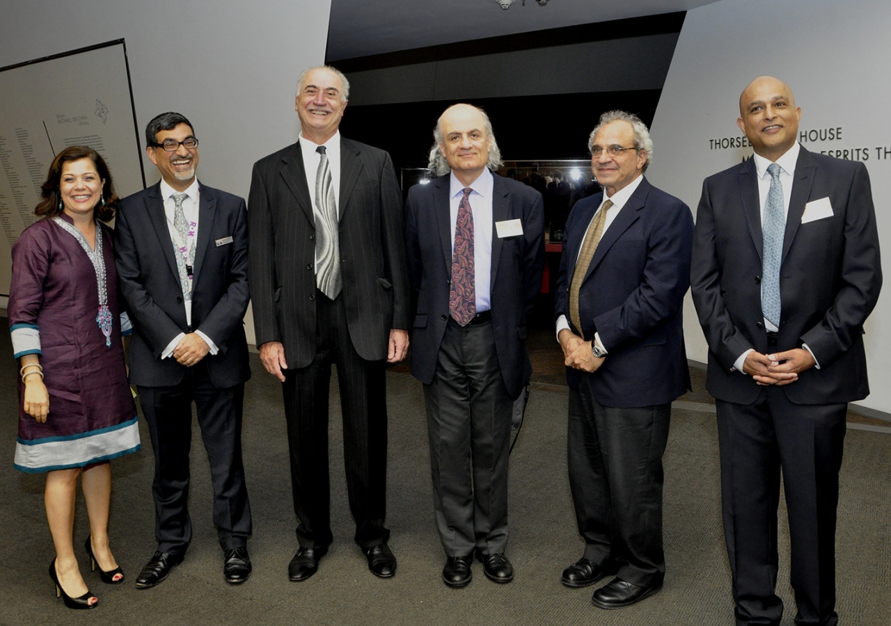 Professor Nasser Rabbat with Dr Ruba Kana’an (Aga Khan Museum), Xeres Mazda (ROM), Professor George Dmitri Sawa, Dan Rahimi (ROM), and Professor Zulfikar Hirji. Ibrahim Meru