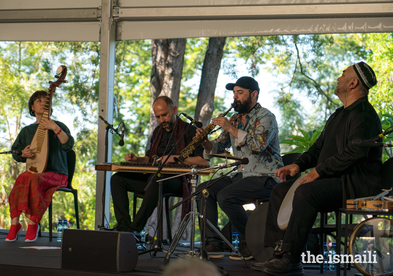 The Aga Khan Master Musicians mid-performance.  