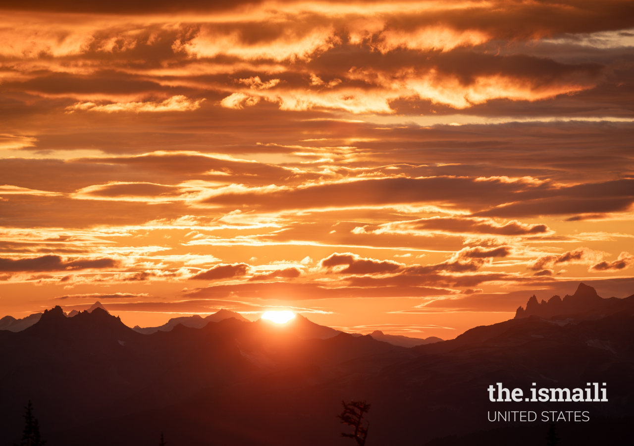 The beautiful sunset view from the top of Mount Whistler.