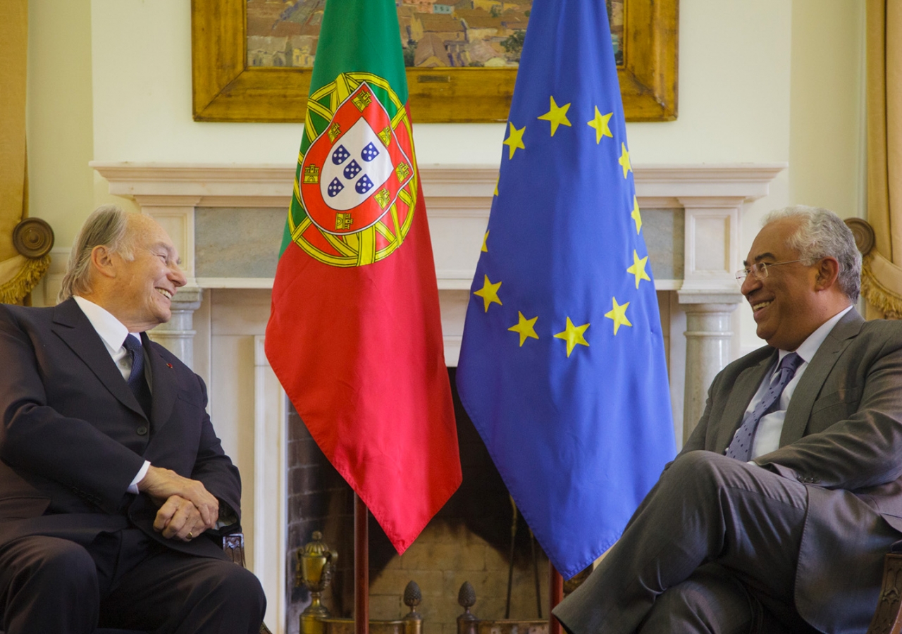 Mawlana Hazar Imam meets with Portuguese Prime Minister António Costa at the Prime Minister's official residence. AKDN / Luis Filipe Catarino