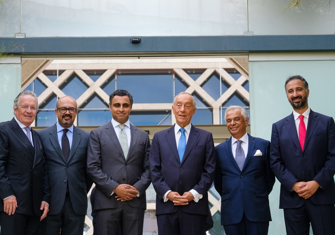 President Marcelo Rebelo de Sousa with senior leaders of the Seat of the Ismaili Imamat and senior Jamati leaders at the Ismaili Centre, Lisbon.