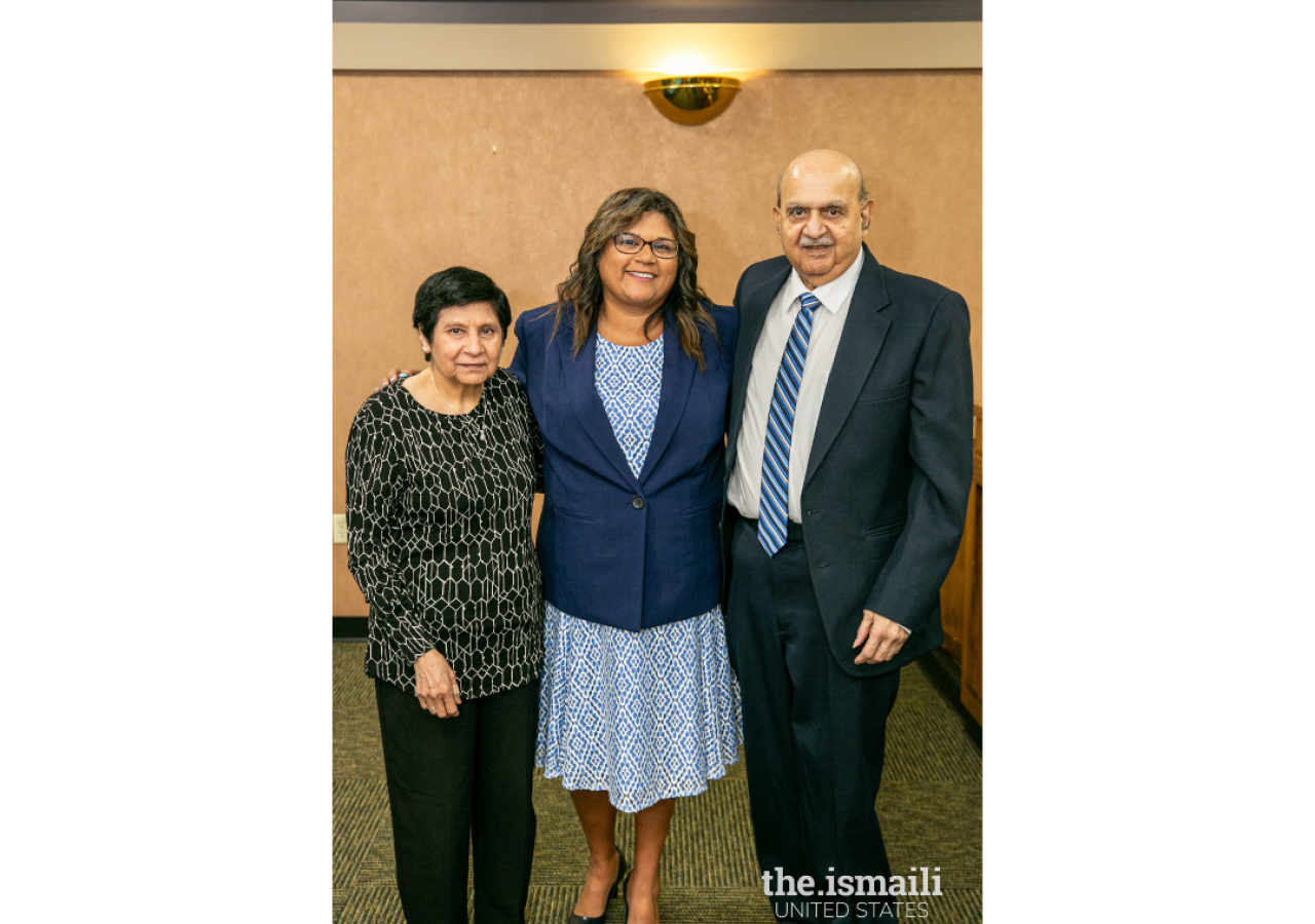 Judge Rehana Adat-Lopez with her parents