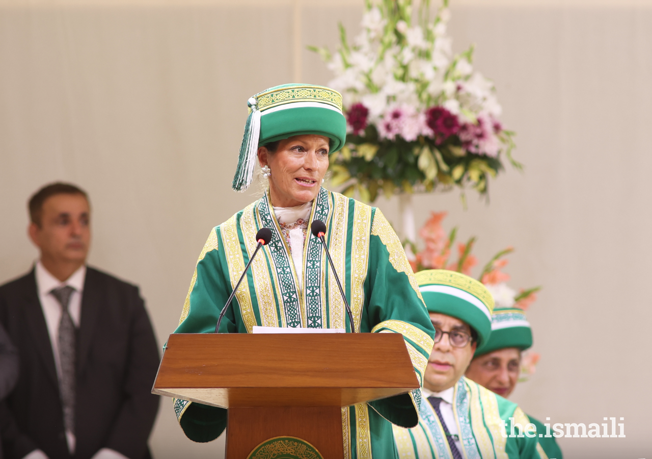 Princess Zahra addresses guests at AKU's Convocation of the Class of 2022, which also marked AKU’s 40th anniversary, and the inaugural Founder’s Day celebrations.