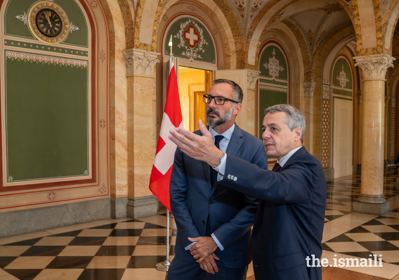 Prince Rahim and Federal Councillor Ignazio Cassis, Head the Federal Department of Foreign Affairs of the Swiss Federation.