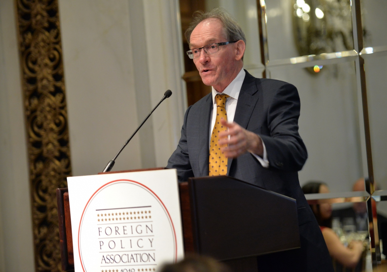 Secretary General of the Global Centre for Pluralism, John McNee, speaking at the Foreign Policy Association Medal dinner on behalf of Mawlana Hazar Imam