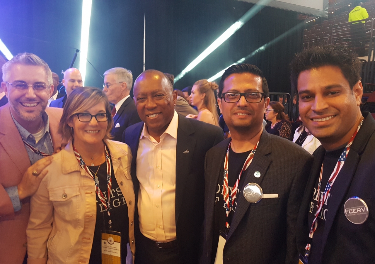 [From left] Cameron Waldner (CEO, Volunteer Houston), Kat Creech (honouree from Houston), Houston Mayor Honourable Sylvester Turner, Southwest Council President Murad Ajani, and Southwest Council Honorary Secretary Faisal Momin.