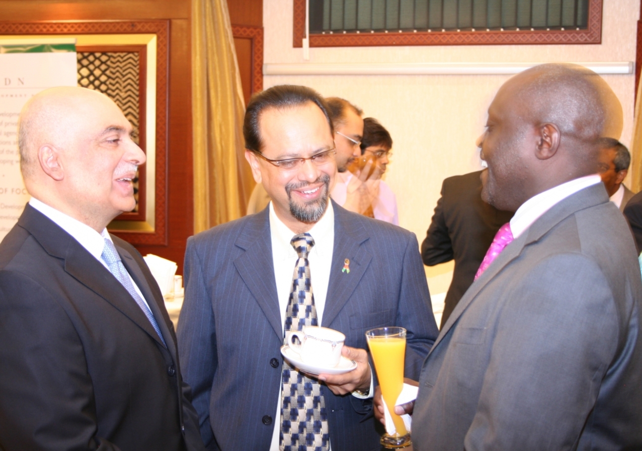 The Postmaster General of the Postal Corporation of Kenya, Mr Fred Odhiambo, Vice-President of the Ismaili Council for Kenya, Mr Anwar Hajee, and the Regional CEO of the Aga Khan Foundation, Mr. Arif Neky, at the launch function. 