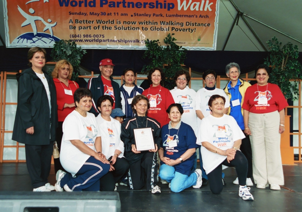 Some of the founding ladies of the World Partnership Walk gathered for a photograph during the 20th Walk. 