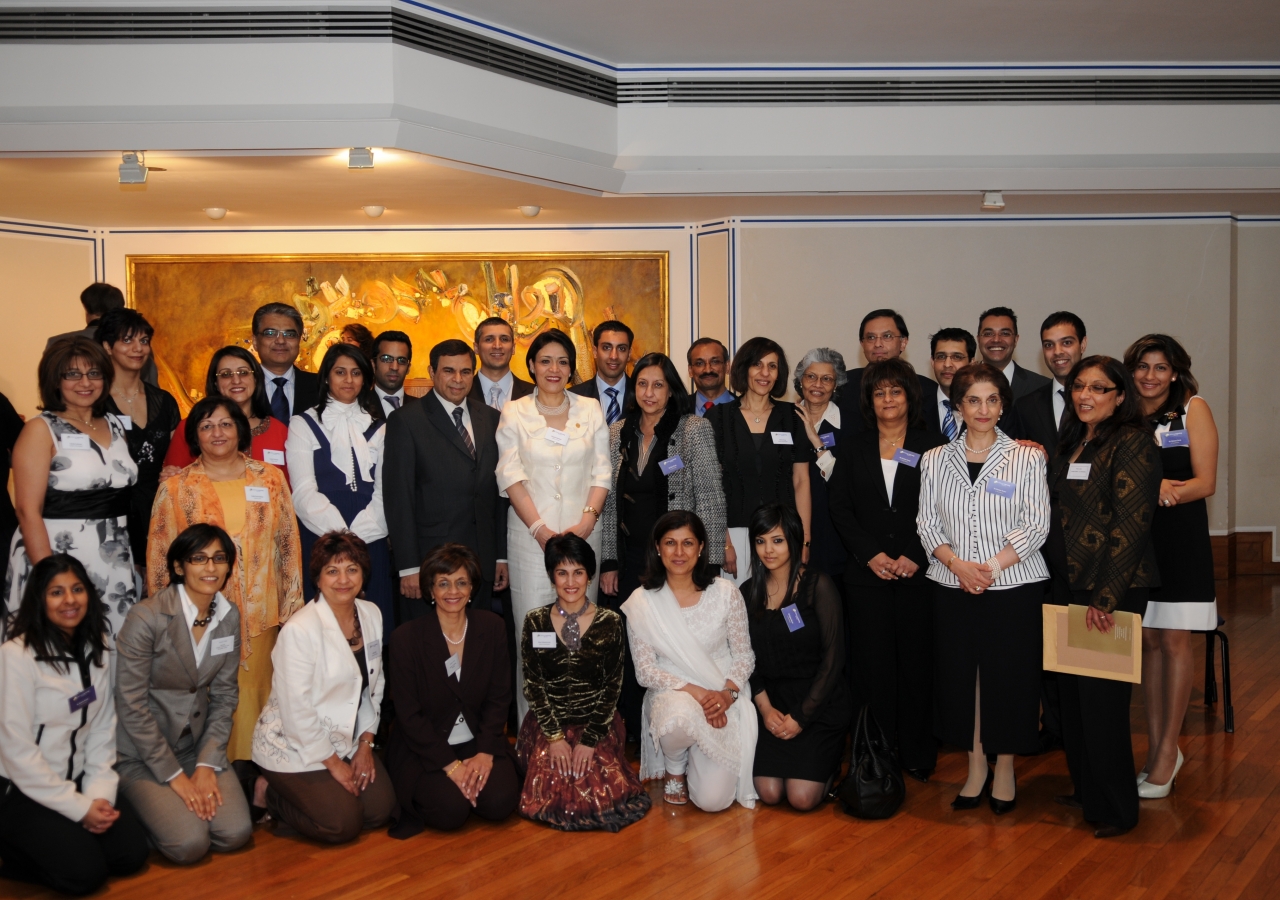 Members of the ICEU Lifelong Learning team gather for a group photograph at the Ismaili Centre, London.