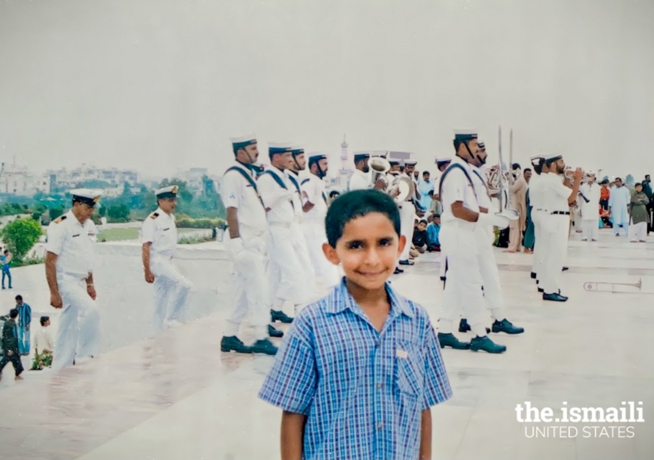 Hakim Manji in Karachi as a young boy at a naval seamen parade.