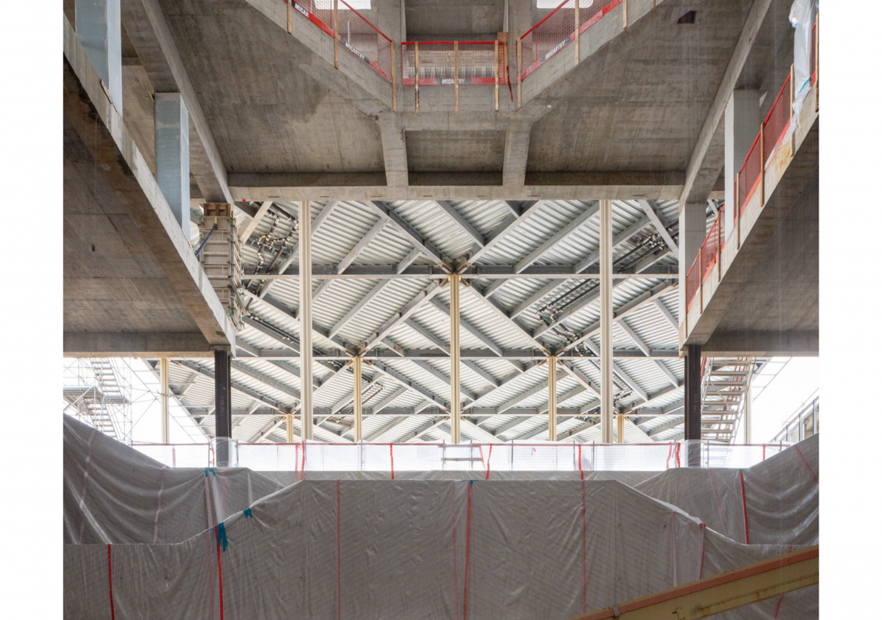 The central atrium was completed to Level 5 with North Eivan in the background.