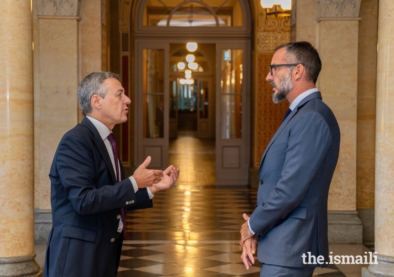 Prince Rahim and Federal Councillor Ignazio Cassis, Head the Federal Department of Foreign Affairs of the Swiss Federation.