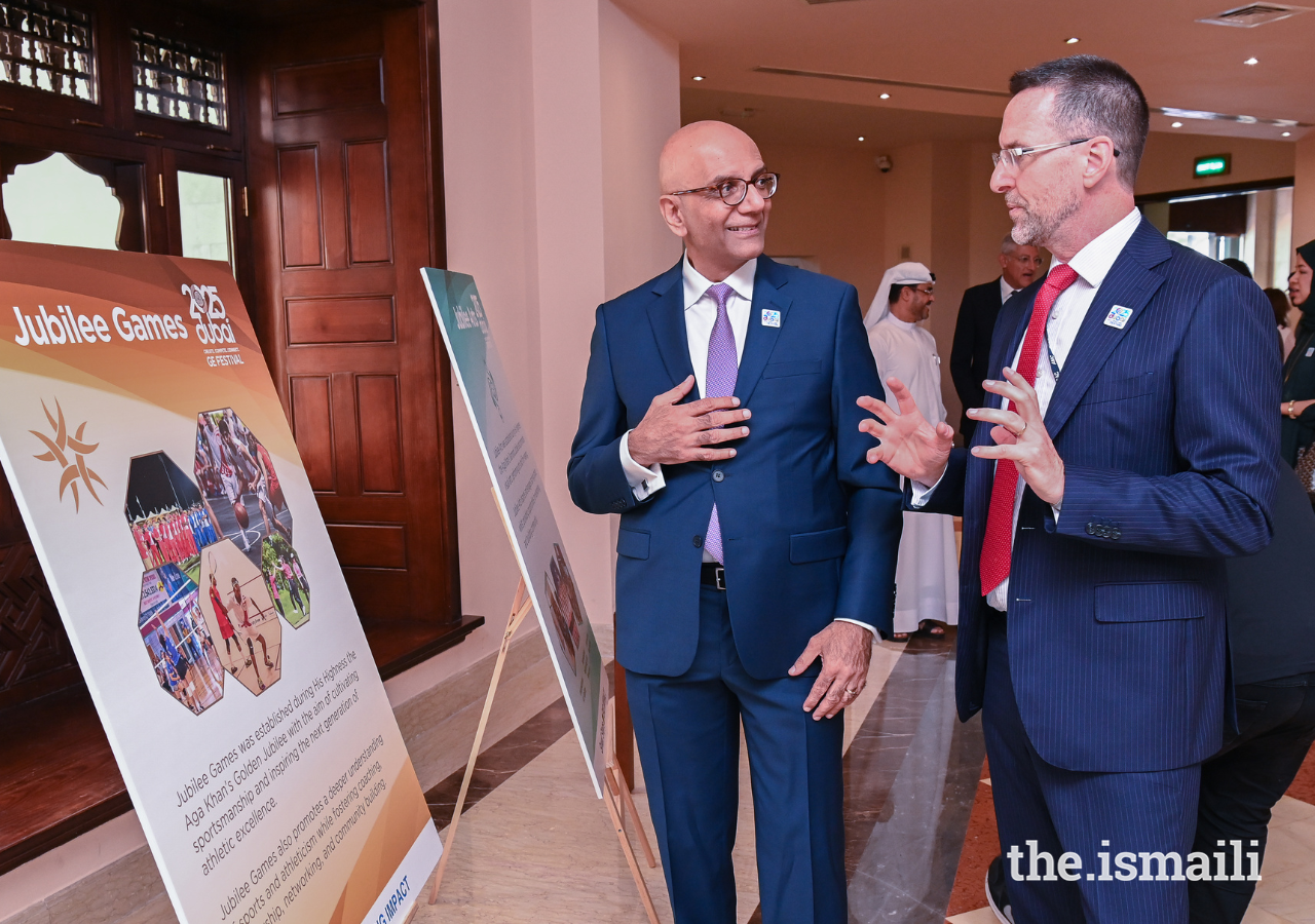 Zahir Ladhani, GE Festival Project Lead in conversation with H.E. Tracy Reynolds, Consul General of Canada to the UAE.