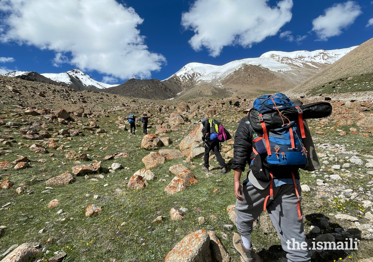 Team members embark on their trip to the top of the mountain.