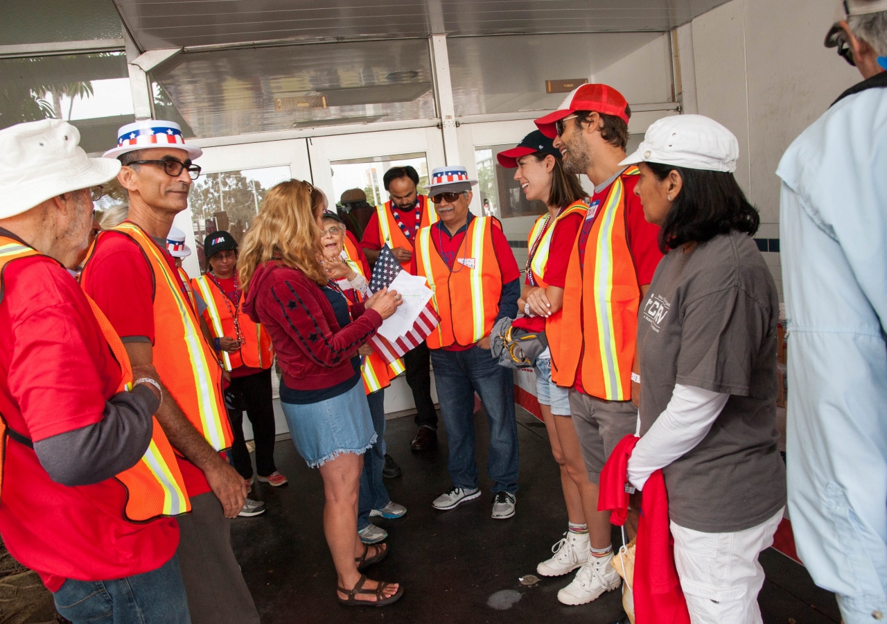 I-CERV volunteers being advised on managing crowd control and safety at the parade.