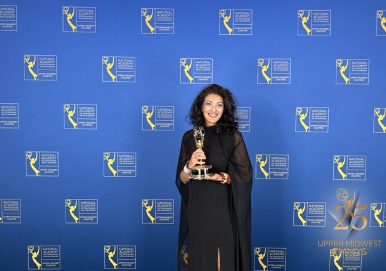 Farrah at the Upper Midwest Emmy awards, winning her 9th Emmy of her career