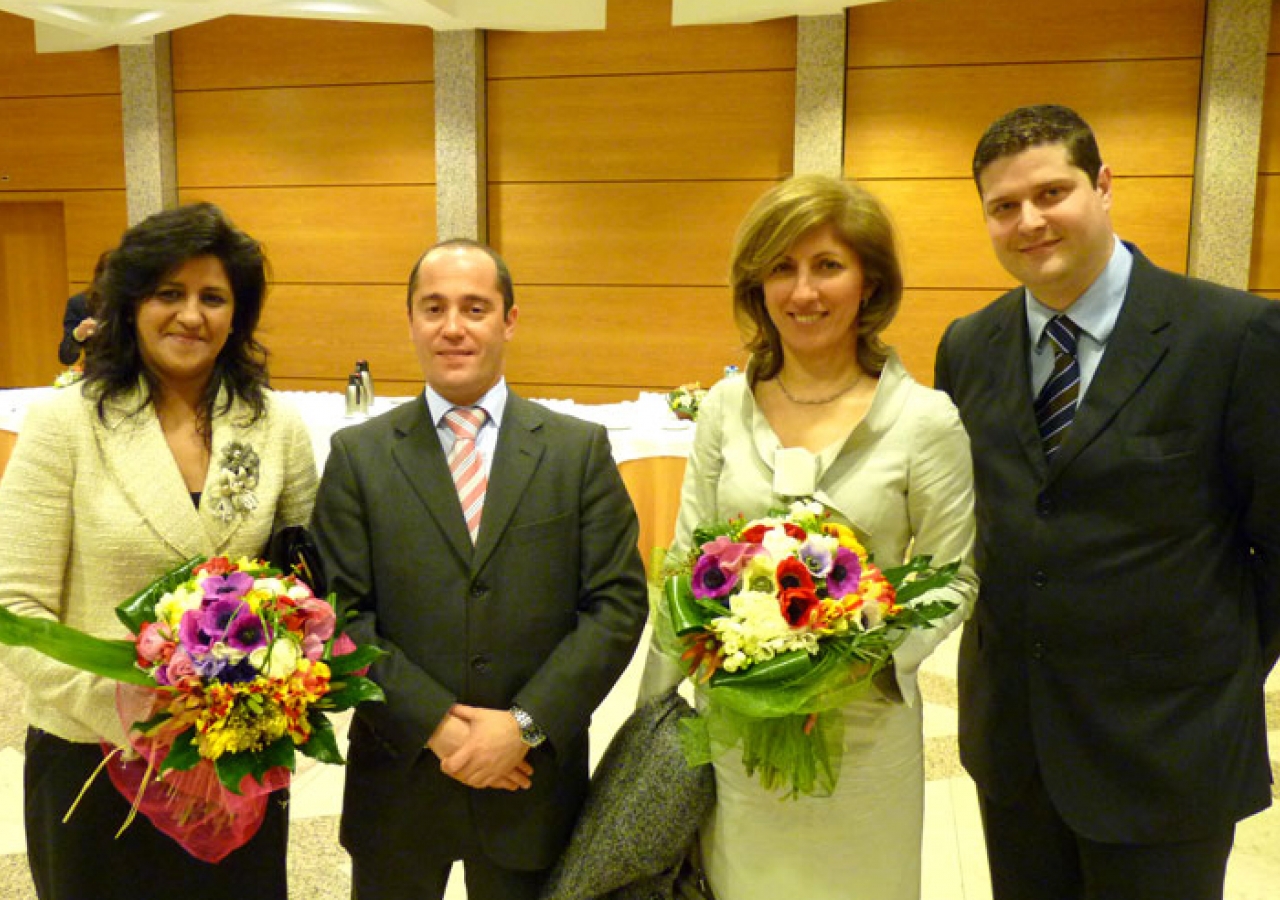 From left to right: Nilofar Aly, Ismaili Council Member for Women’s Activities; Rodrigo Gonçalves, President of the Parish Council; Dr Parveez Sacoor, a long-serving Jamati institutional leader; and Karim Paulo, Ismaili Council Member for Com