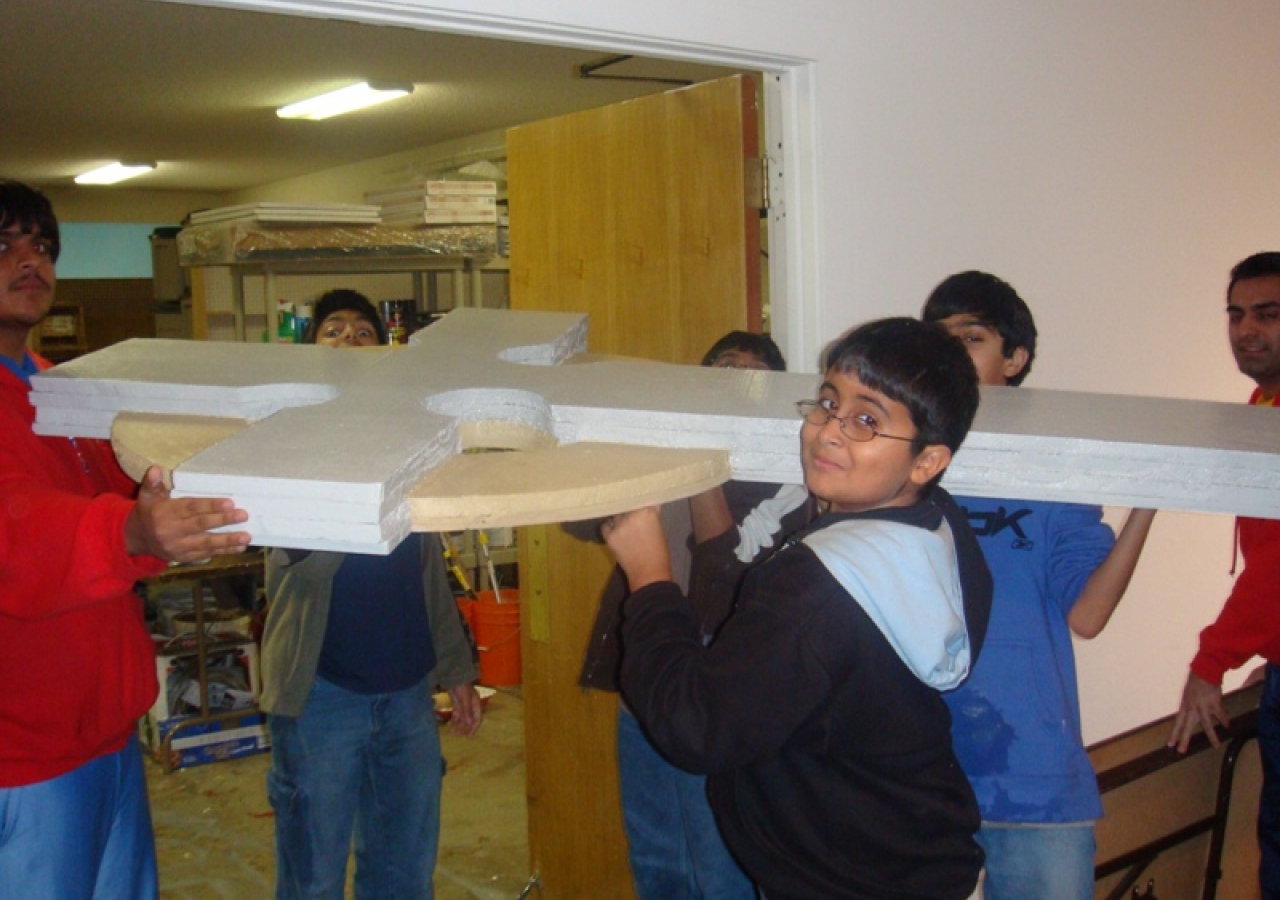 Kamron Hakemy received help from his fellow scouts in building a six-foot by four-foot Celtic cross.