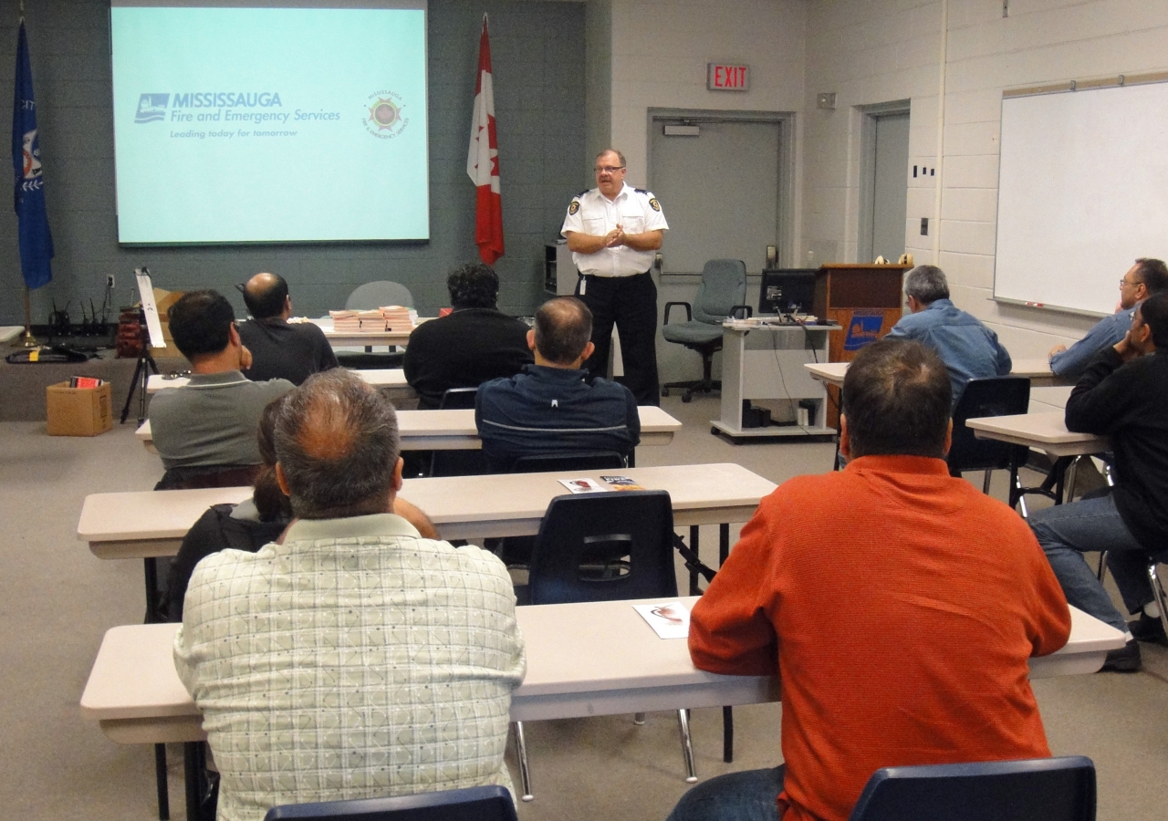 Training session led by Mississauga Fire and Emergency Services in Canada.