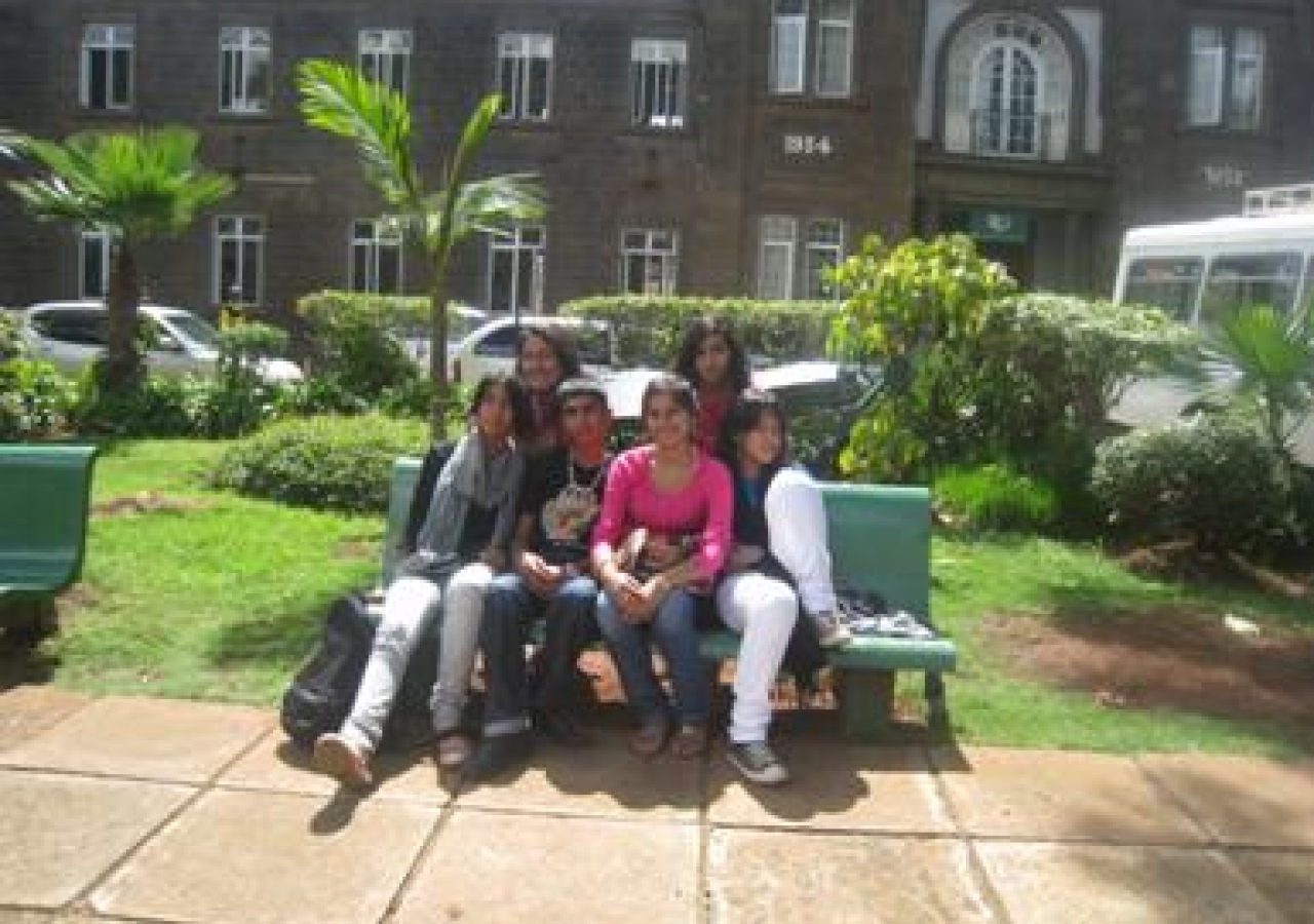 Students pose for a photo on the campus of Nairobi’s Aga Khan Academy.