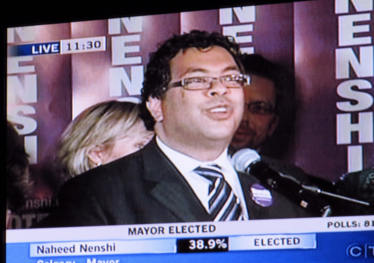 Following a tight three-way race, CTV News declares Nenshi elected as Mayor of the City of Calgary.