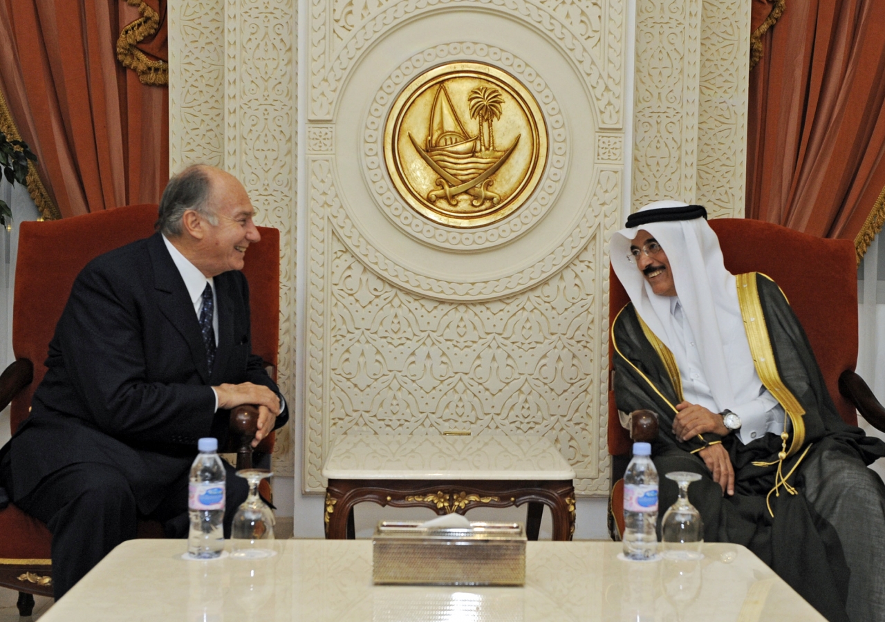 Mawlana Hazar Imam in conversation with Dr Hamad bin Abdulaziz Al Kuwari, Qatar’s Minister of Culture, Arts and Heritage.