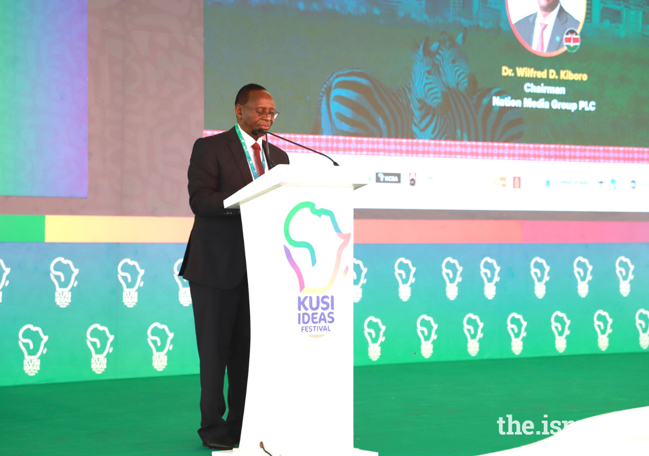 Dr Wilfred Kiboro, chairman of the Nation Media Group addressed guests at the Kusi Ideas Festival 2022 in Nairobi.