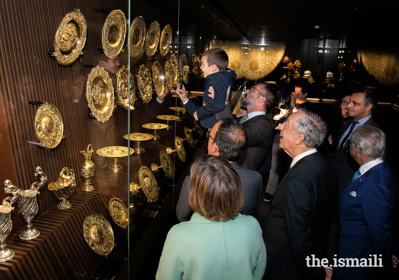 Prince Sinan views a selection of artefacts at the Royal Treasure Museum in Lisbon.