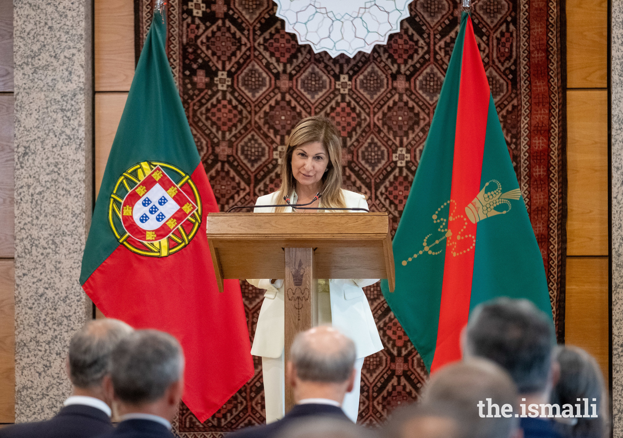 President of the Ismaili Council for Portugal, Yasmin Bhudarally addresses the audience.