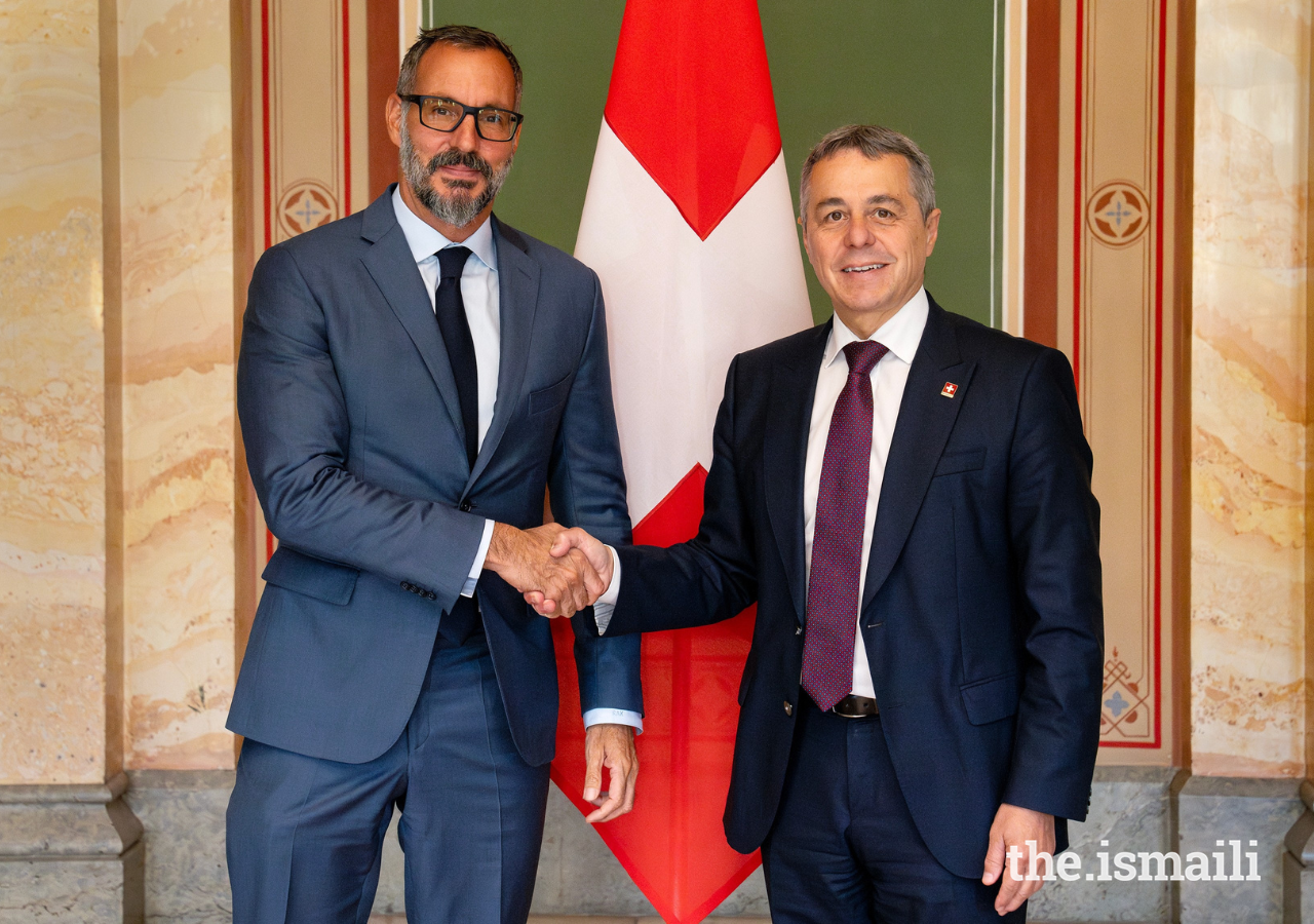 Prince Rahim and Federal Councillor Ignazio Cassis, Head the Federal Department of Foreign Affairs of the Swiss Federation.